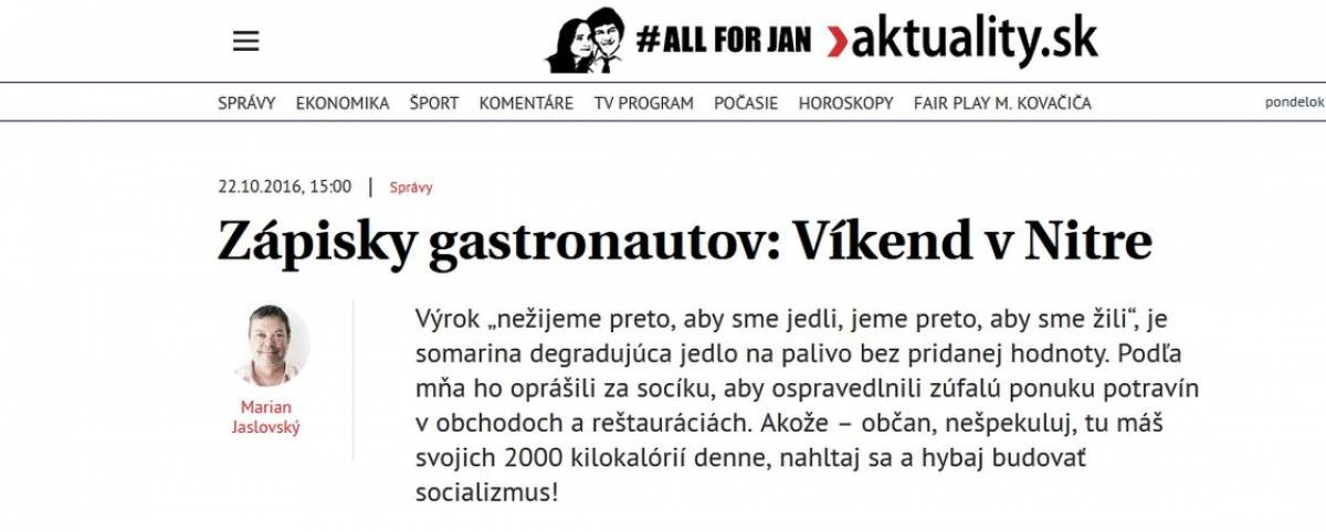 Zápisky gastronautov: Víkend v Nitre - Aktuality.sk 10/2016